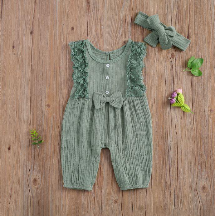 Ruffled Lace Romper with Bow