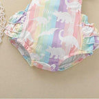 Rainbow Striped Dinosaur Romper