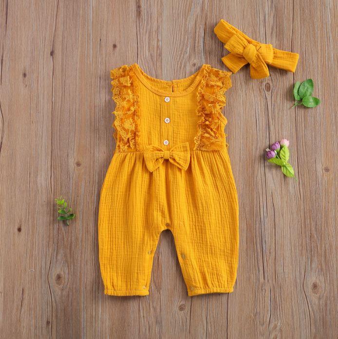 Ruffled Lace Romper with Bow