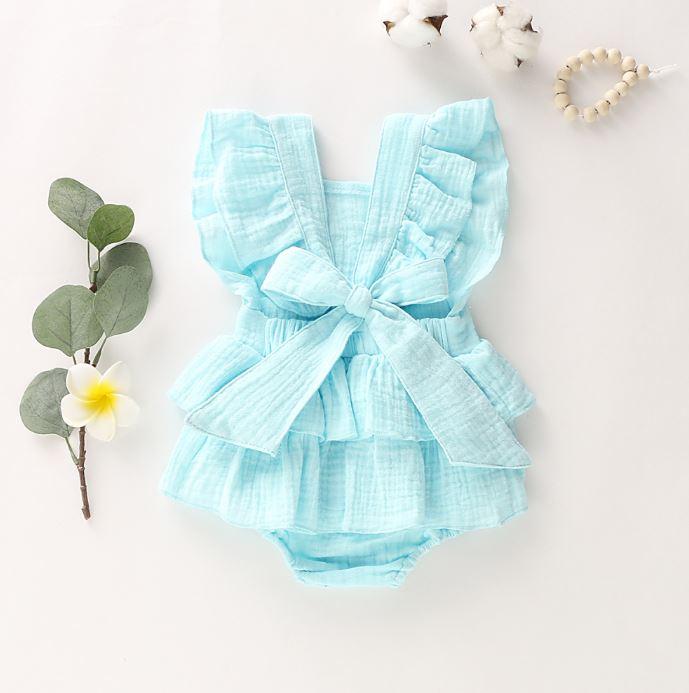 Ruffle Hem Bow Romper