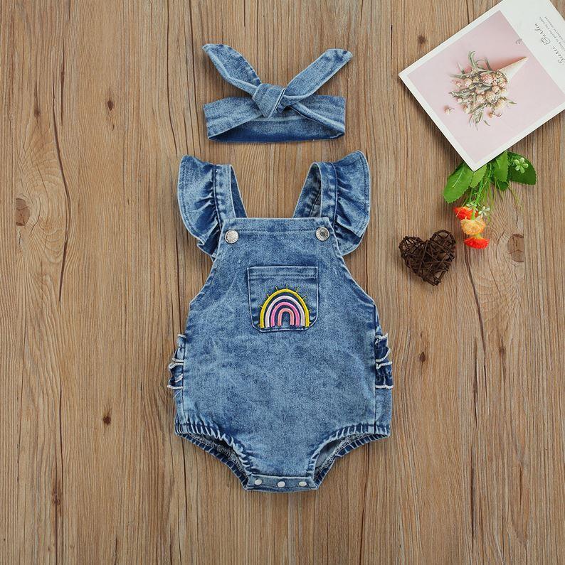 Denim Rainbow Romper