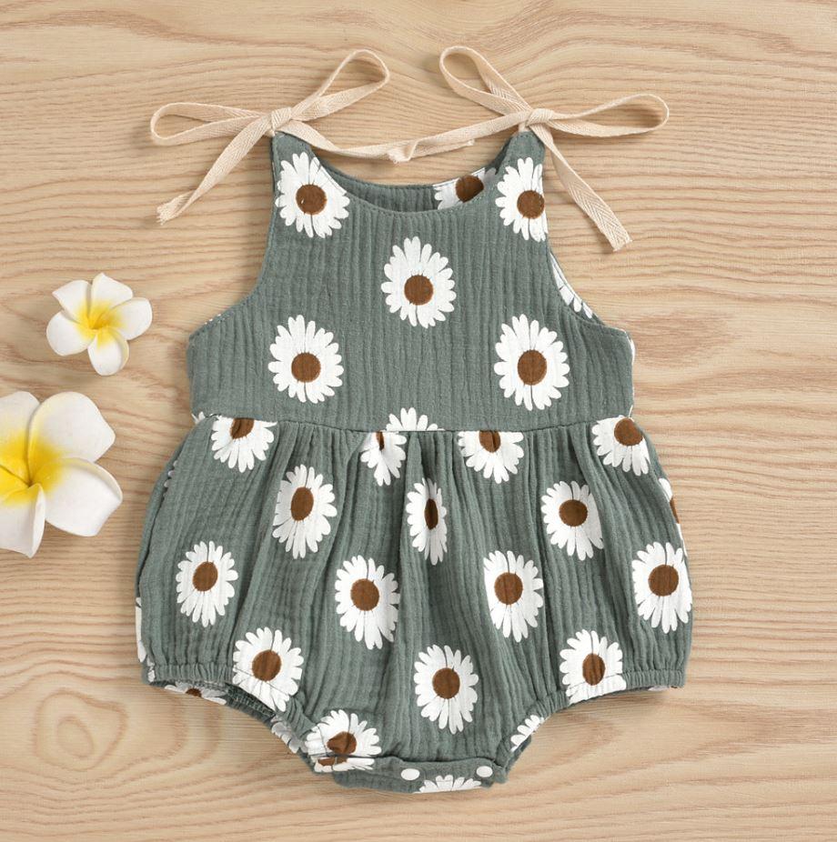 Shoulder Tie Daisy Romper
