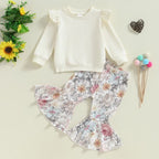 Ruffled Patterned Bell Bottoms Outfit