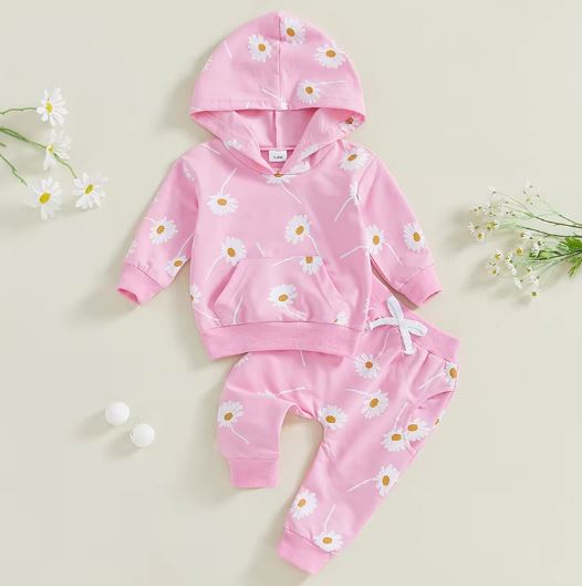 Daisy Flower Hooded Jogger Set