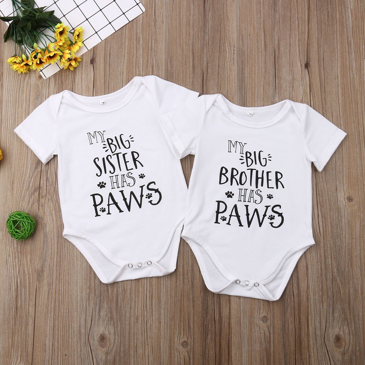 My Big Sister or Brother Has Paws Dog Onesie