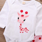 Baby Girl Pink Polka Dot Giraffe Outfit