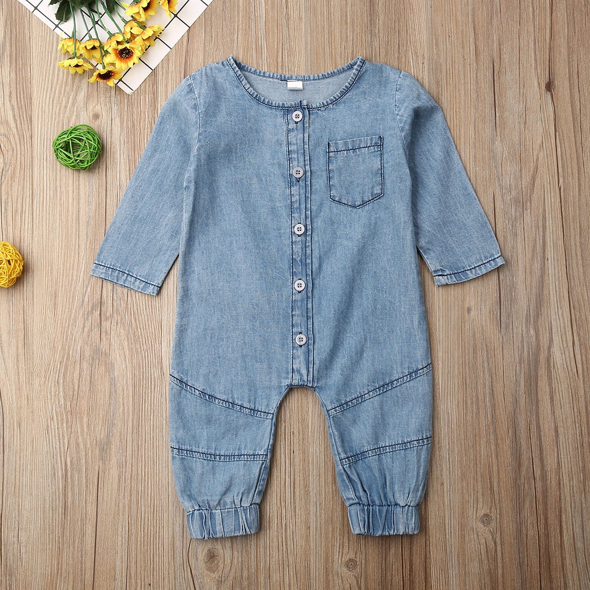 Long Sleeve Denim Romper