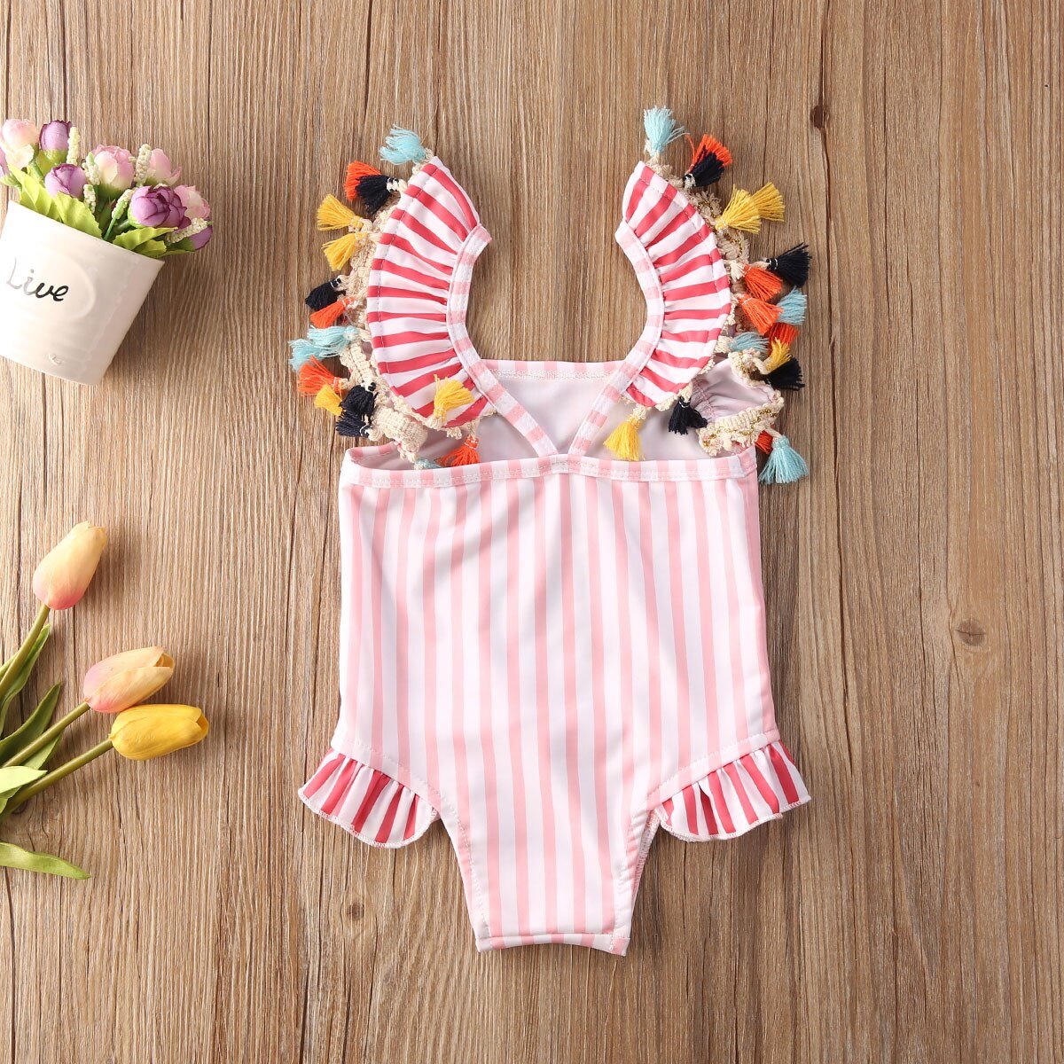 Striped Tassel Mermaid Swimsuit