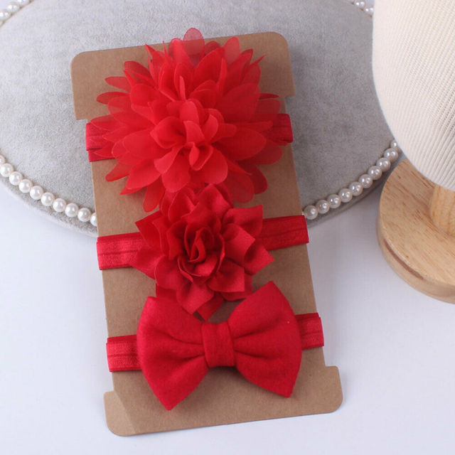 3 Pack Floral Bow Headbands