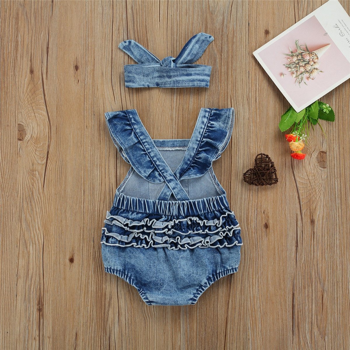 Denim Rainbow Romper