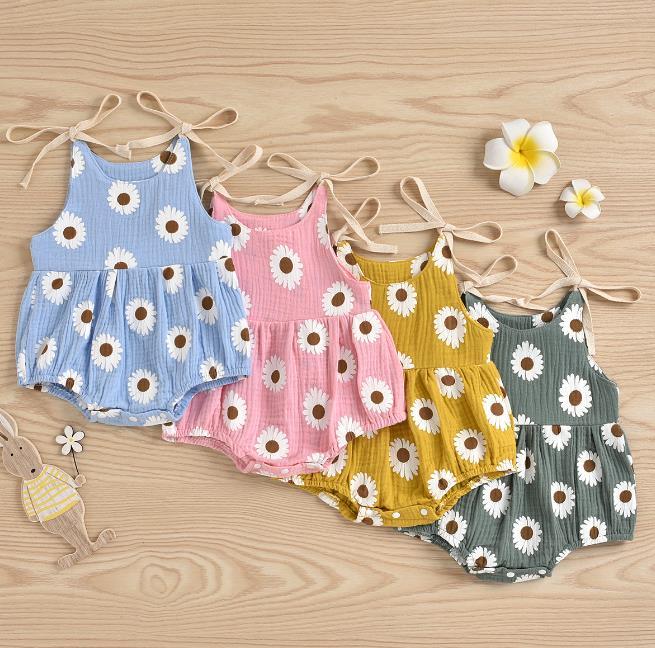 Shoulder Tie Daisy Romper