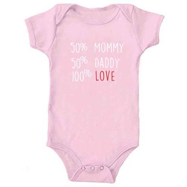 50% Mommy 50% Daddy 100% Love Onesie (Multiple Colors)