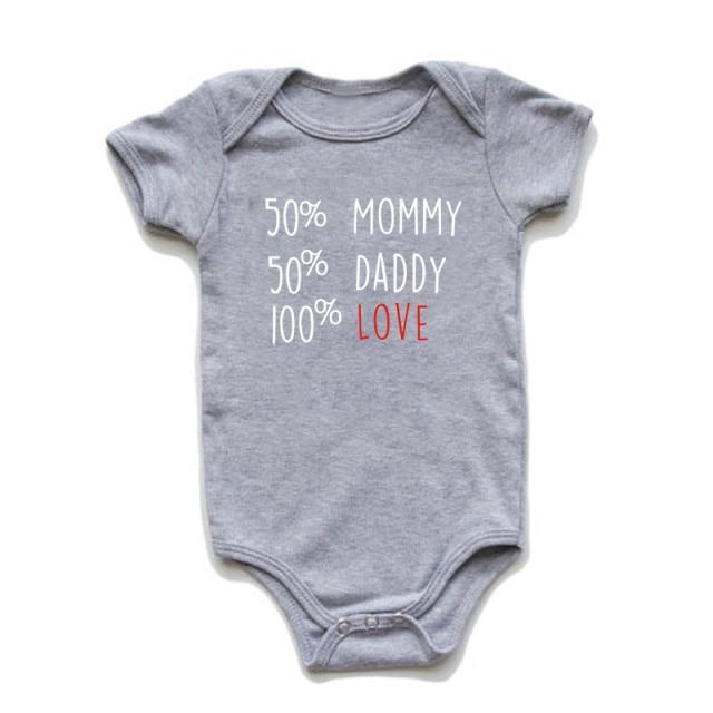 50% Mommy 50% Daddy 100% Love Onesie (Multiple Colors)