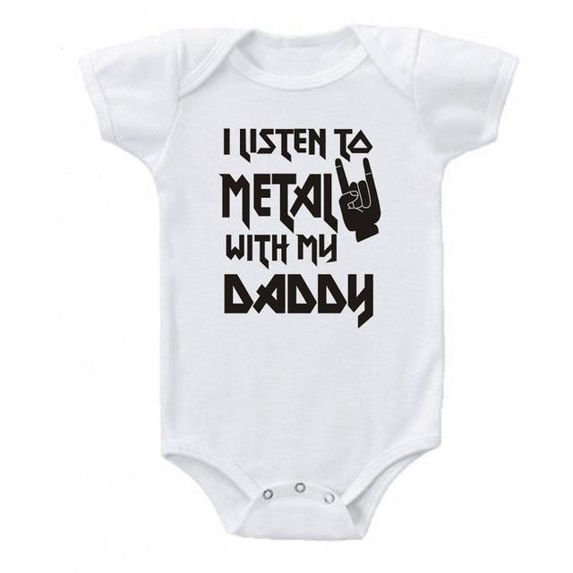 I Listen to Metal with My Daddy or Mommy Onesie (Multiple Colors)
