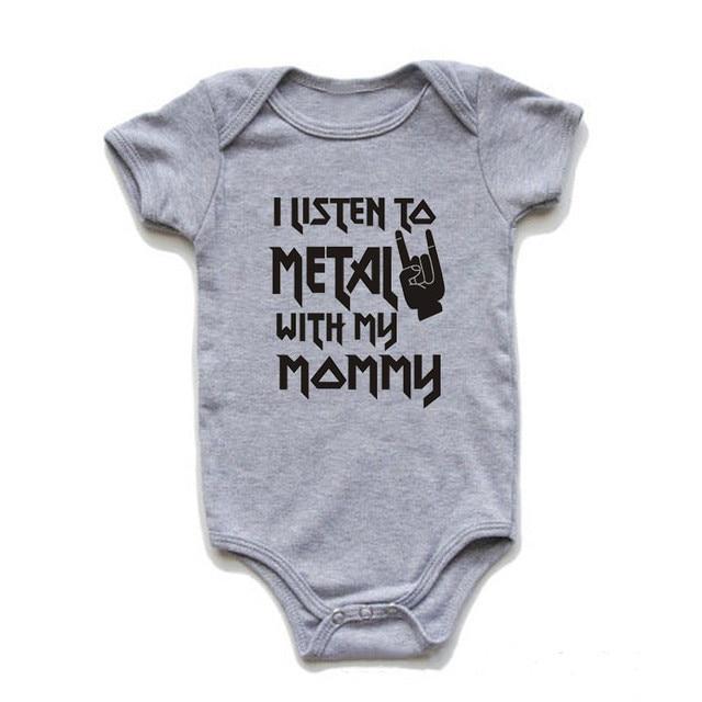 I Listen to Metal with My Daddy or Mommy Onesie (Multiple Colors)