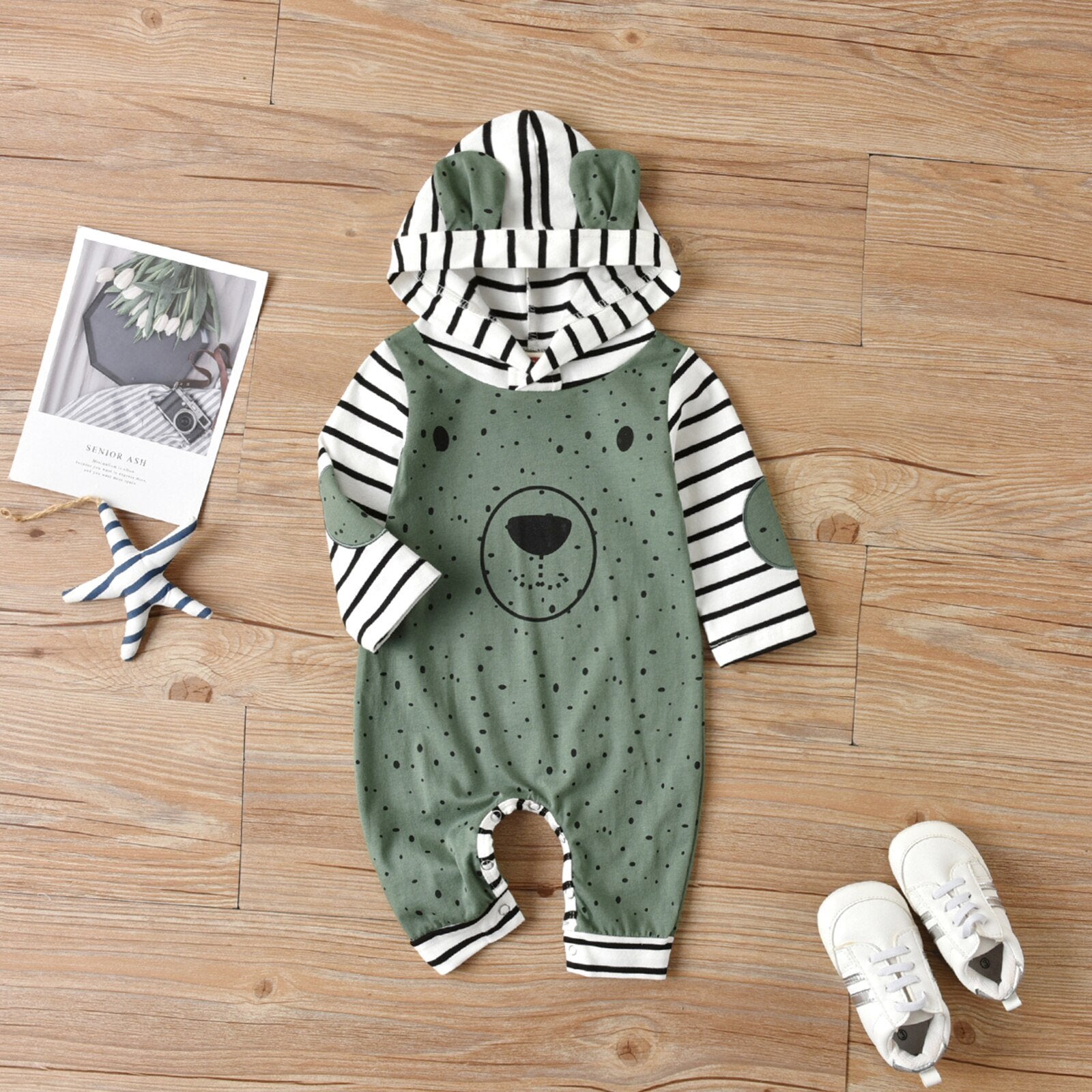 Striped Little Bear Romper