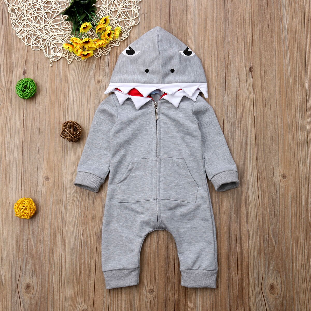 Hooded Shark Tooth Romper