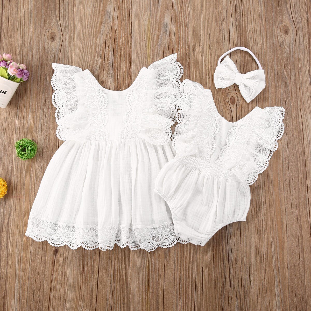Matching Big Little Sister Lace Dress & Romper