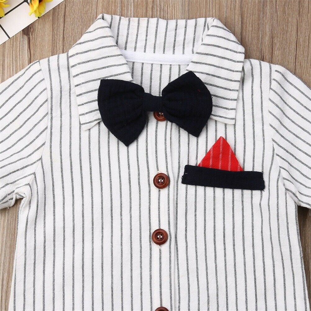 Striped Formal Bow Tie Romper