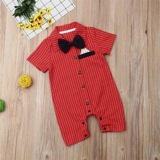 Striped Formal Bow Tie Romper