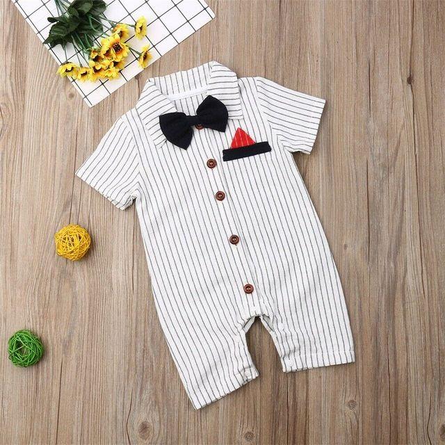 Striped Formal Bow Tie Romper