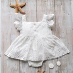 Lace Front Floral Romper Dress
