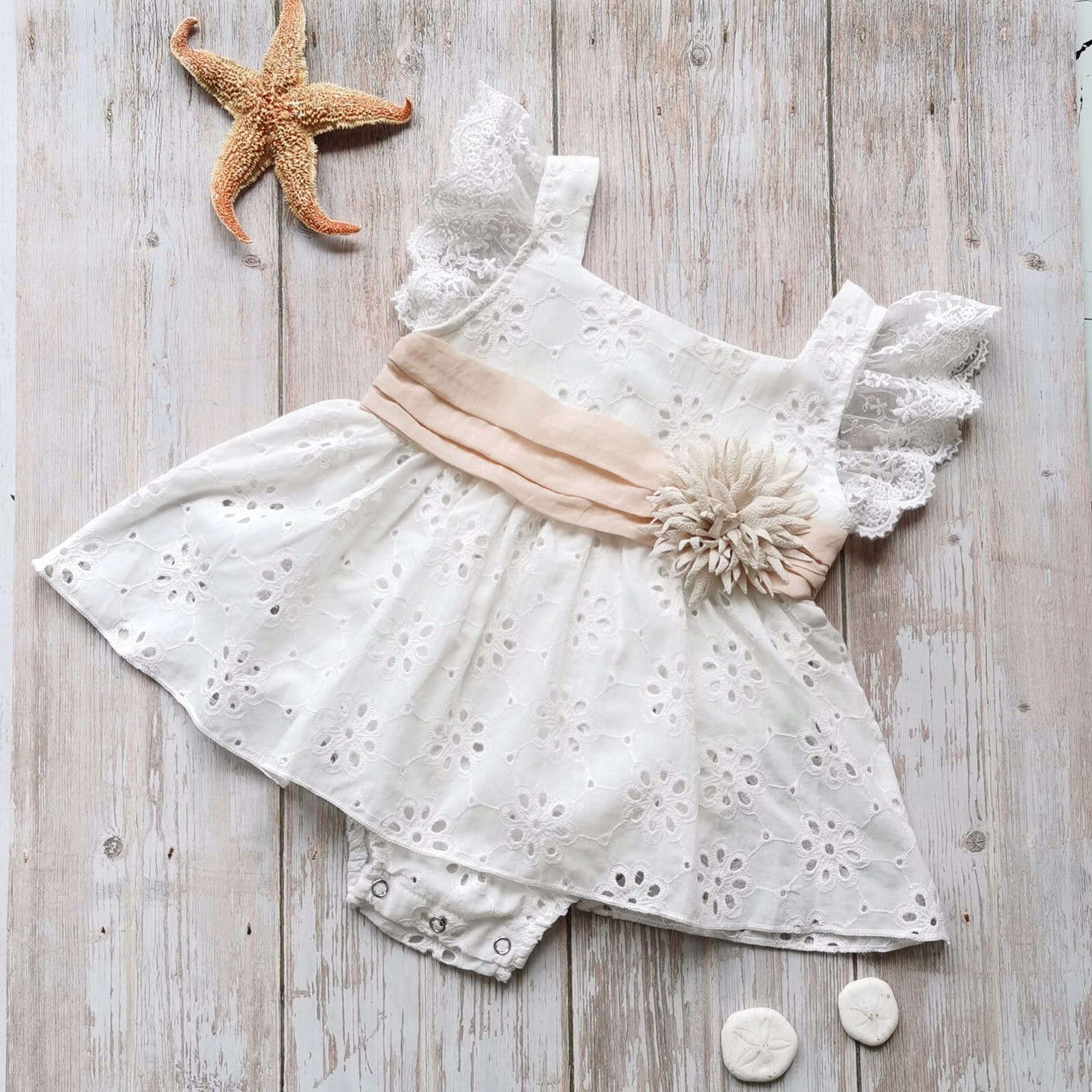 Lace Front Floral Romper Dress