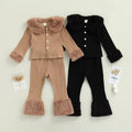 Solid Fur Trimmed Ribbed Set