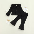 Solid Fur Trimmed Ribbed Set