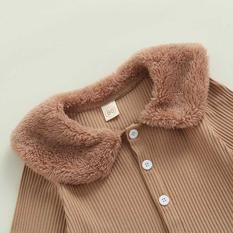 Solid Fur Trimmed Ribbed Set