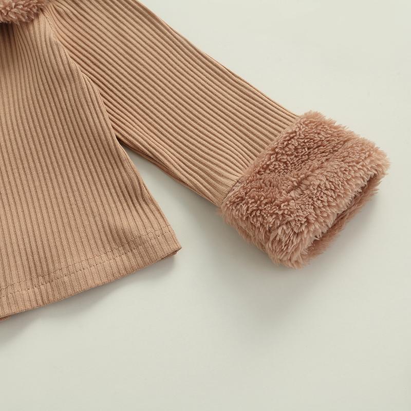 Solid Fur Trimmed Ribbed Set