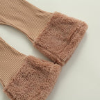 Solid Fur Trimmed Ribbed Set