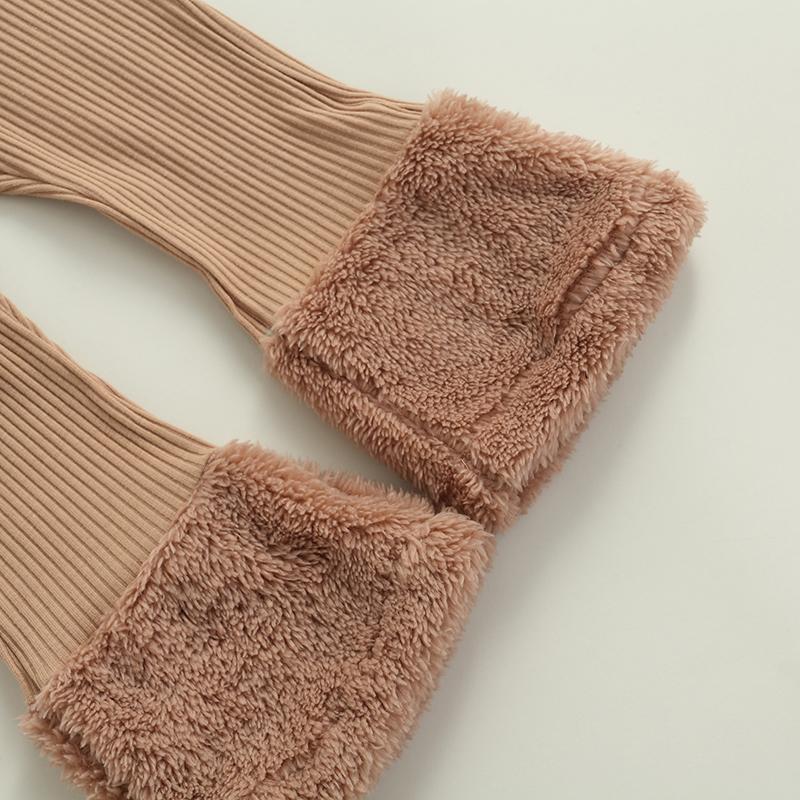 Solid Fur Trimmed Ribbed Set