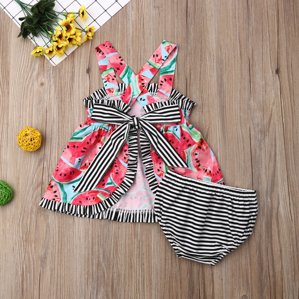 Sweet Watermelon Striped Outfit