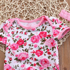 Floral Leopard Onesie with Shoes & Headband