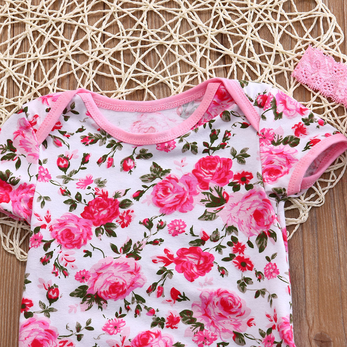 Floral Leopard Onesie with Shoes & Headband