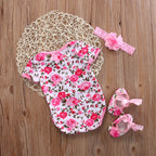Floral Leopard Onesie with Shoes & Headband