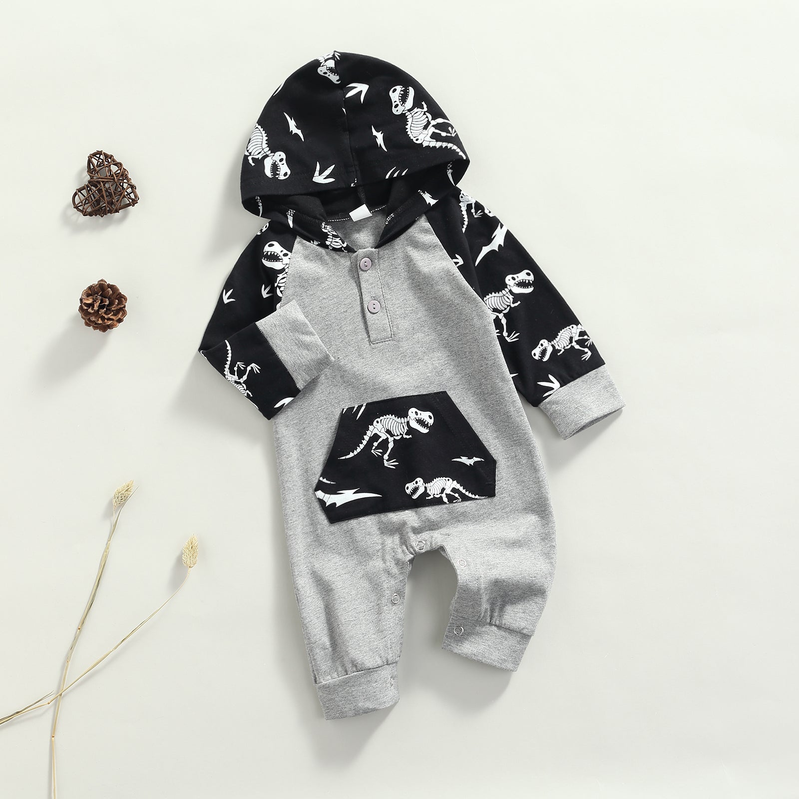 Dinosaur Skeleton Hoodie Romper