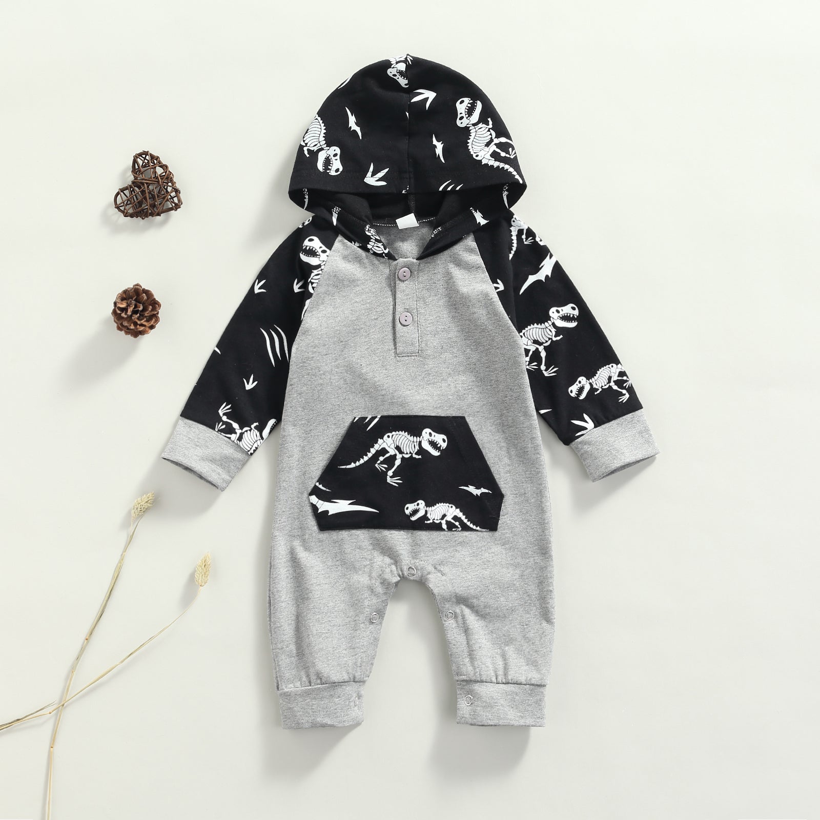 Dinosaur Skeleton Hoodie Romper