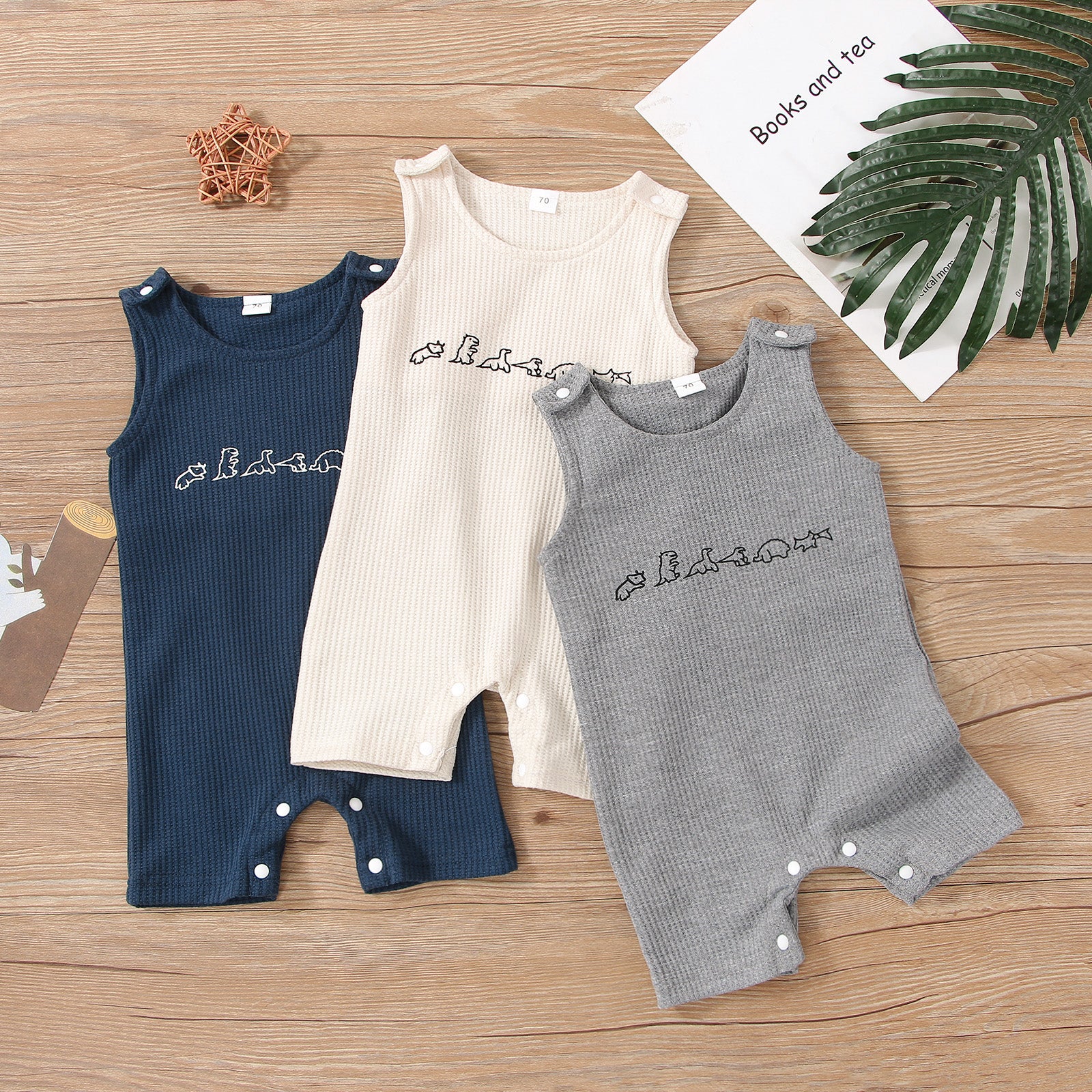 Boys Dinosaur Button Romper