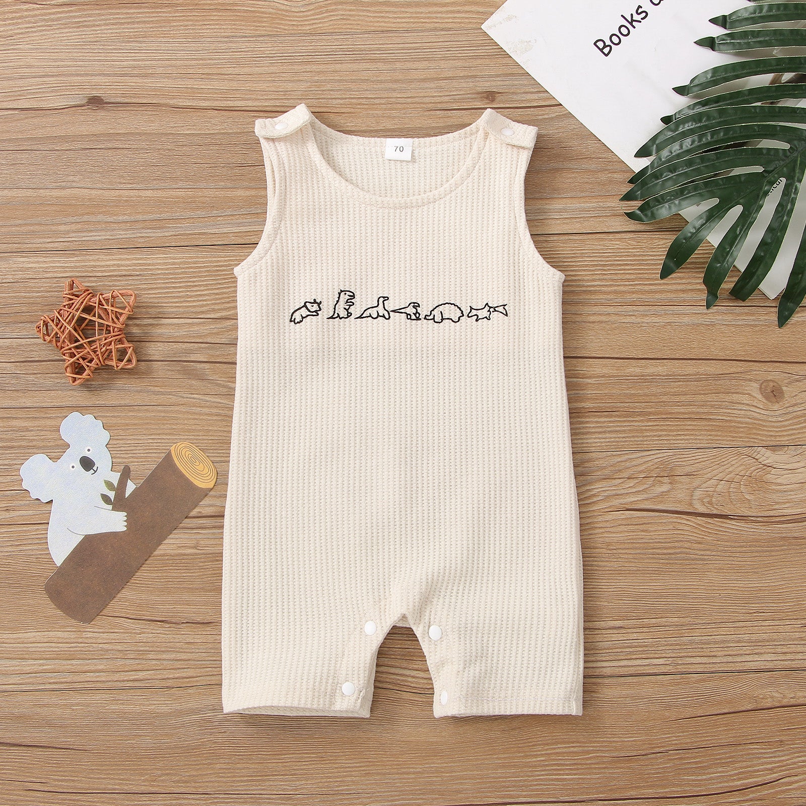 Boys Dinosaur Button Romper