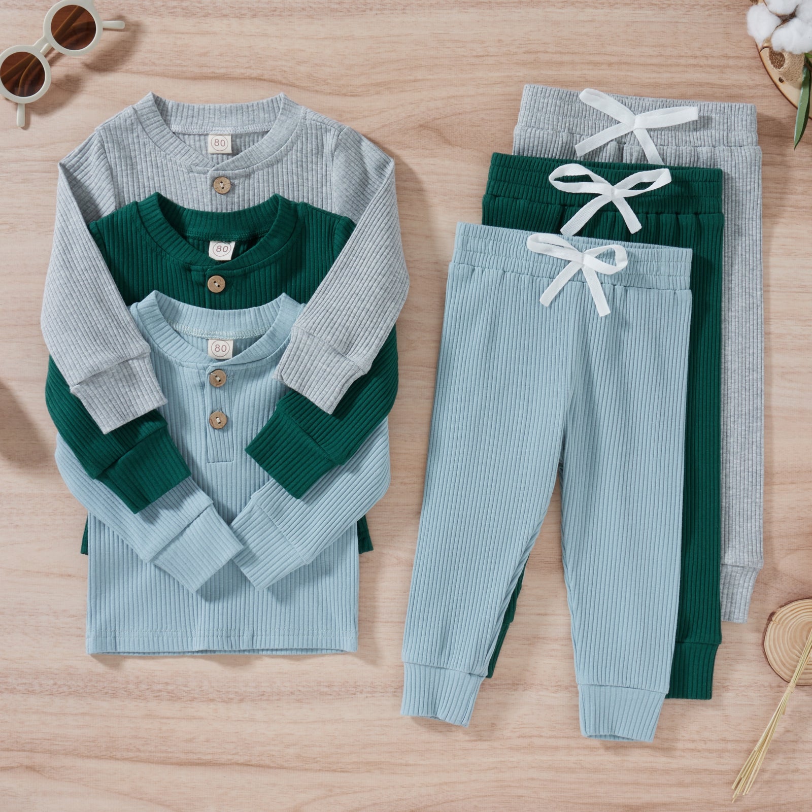 Ribbed Solid Jogger Set