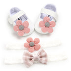Flower Shoes & Bow Headband Set (6 Colors)