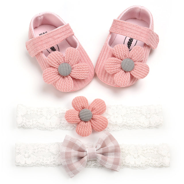 Flower Shoes & Bow Headband Set (6 Colors)