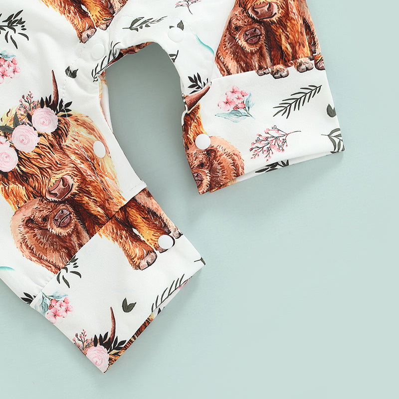 Floral Cow Love Romper