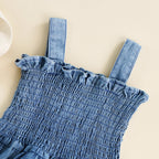 Denim Ruffle Hem Romper Dress