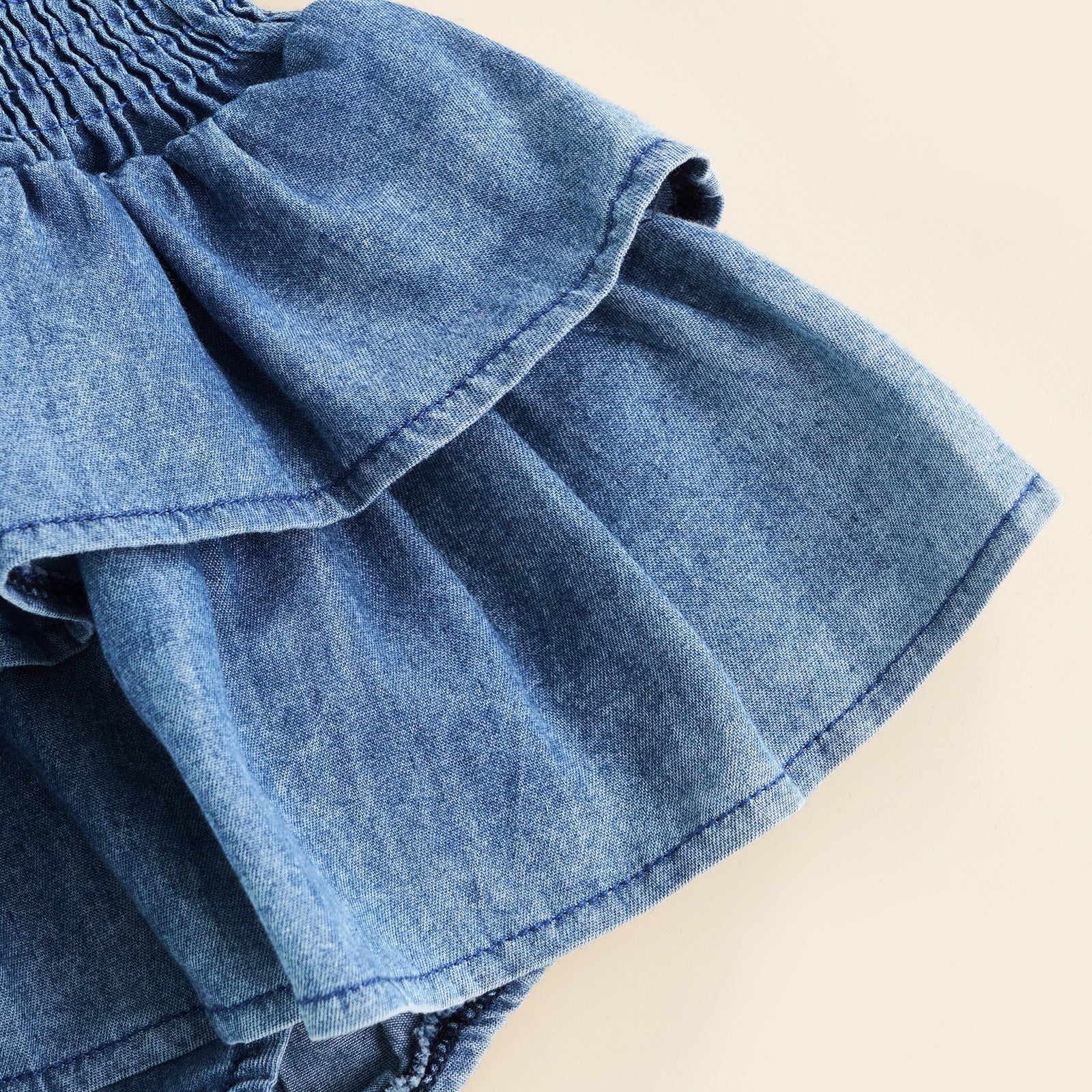 Denim Ruffle Hem Romper Dress