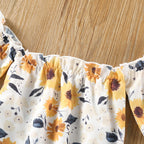 Floral Off Shoulder Onesie with Bell Bottom Jeans