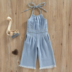 Denim Back Bow Jumpsuit