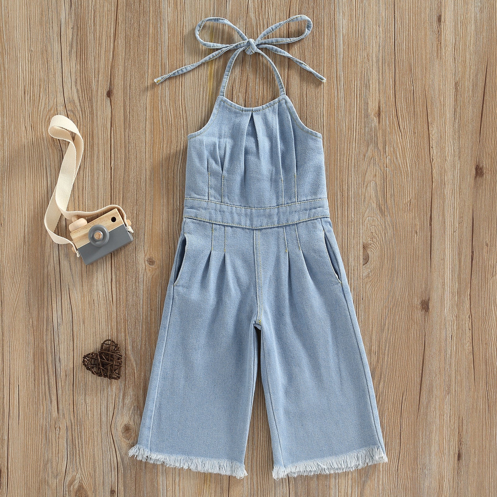 Denim Back Bow Jumpsuit